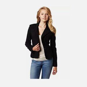 Amy Byer A. Byer Women's Long Sleeve Button Welt Jacket Blazer Black, Size M